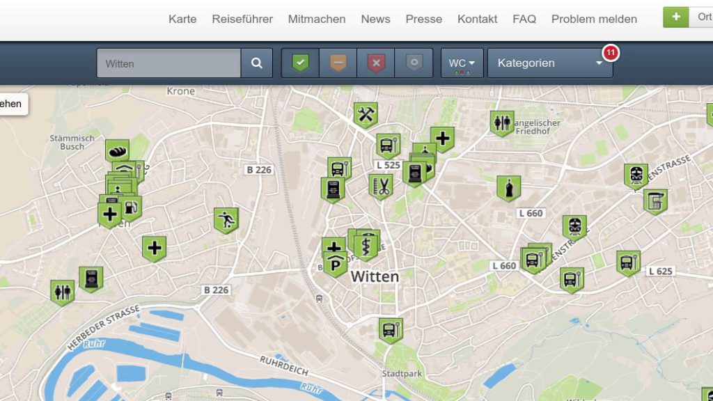 Screenshot von der Seite Wheelmap.org