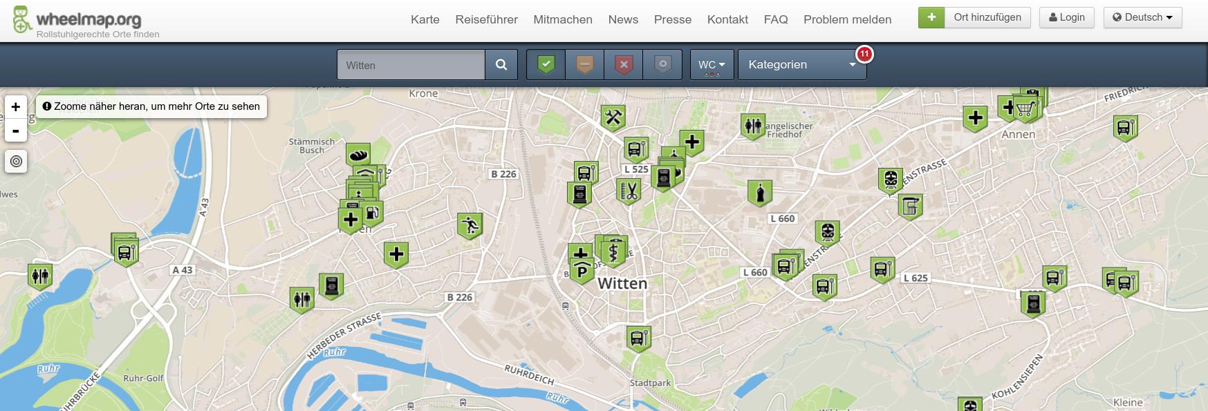 Screenshot von der Seite Wheelmap.org