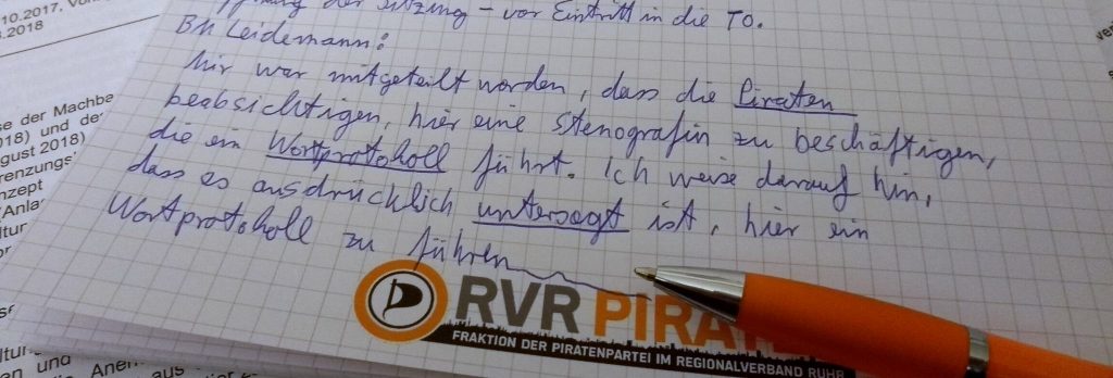 Ausschnitt des Wortprotokolls, in dem Bürgermeisterin Leidemann das Führen eines Wortprotokolls untersagt.