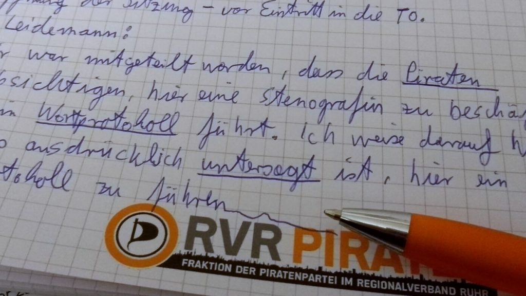 Ausschnitt des Wortprotokolls, in dem Bürgermeisterin Leidemann das Führen eines Wortprotokolls untersagt.