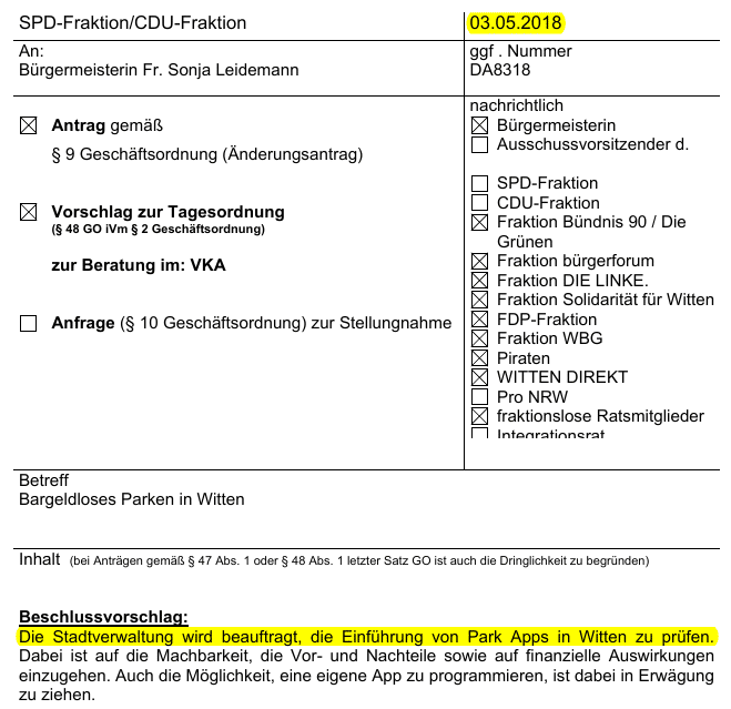 SPD und CDU beantragen Prüfung von Handyparken im Mai 2018