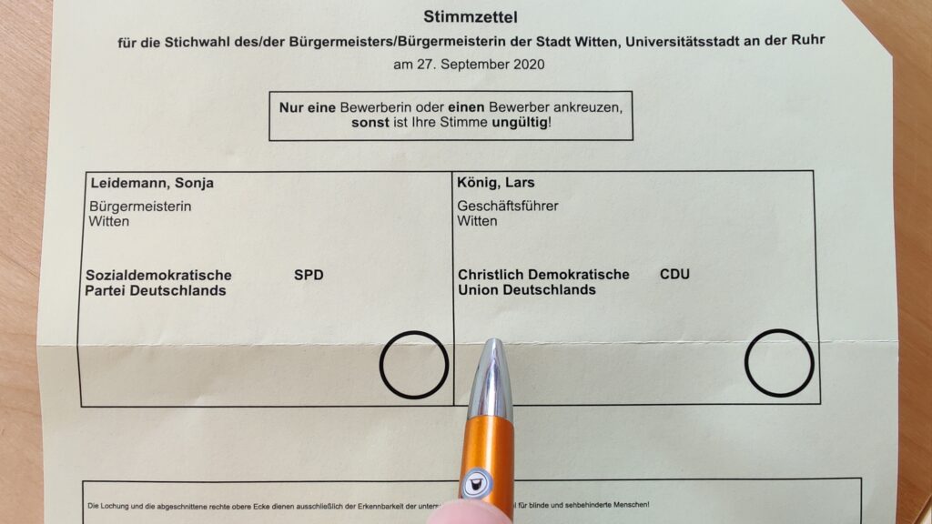 Stimmzettel Bürgermeister-Stichwahl